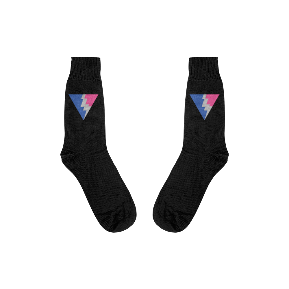 Triangle Lightening Bolt Black Socks